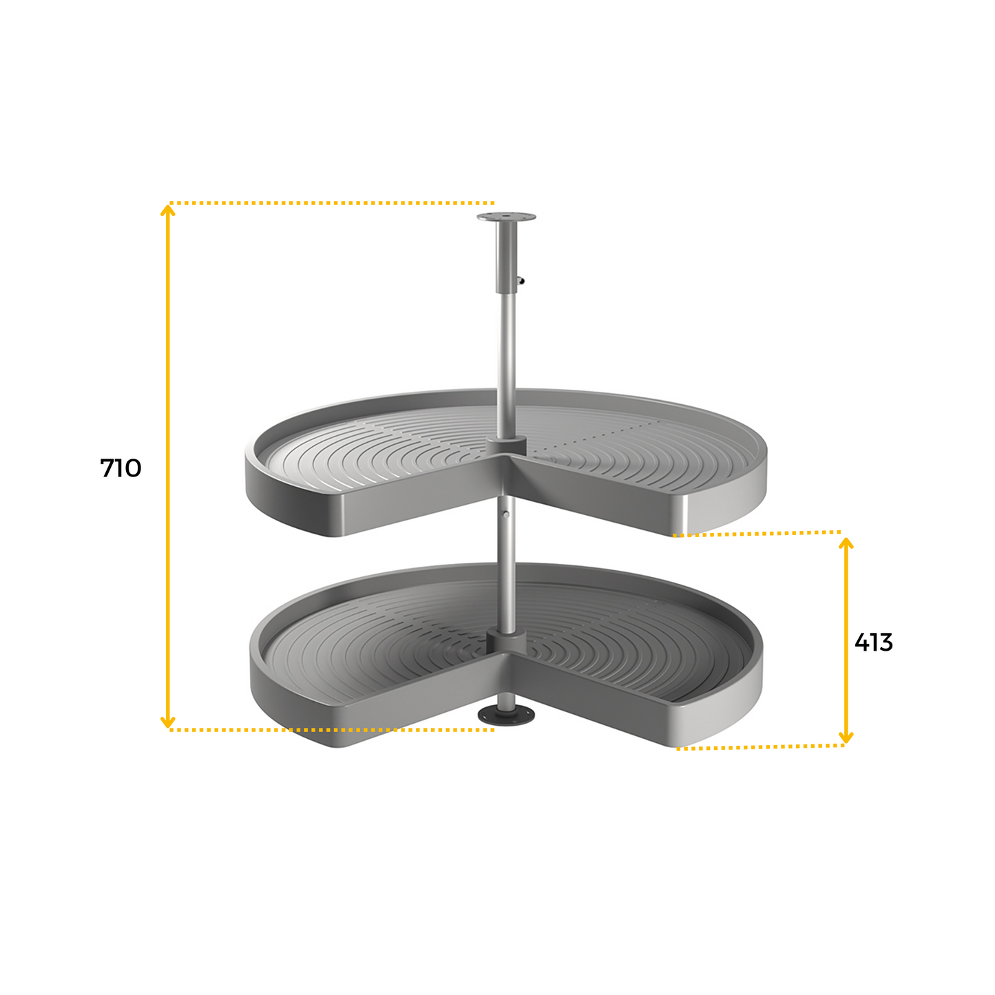 Emuca Shelvo 3/4 rotating tray set, for 900mm module, Plastic and Aluminum, Grey