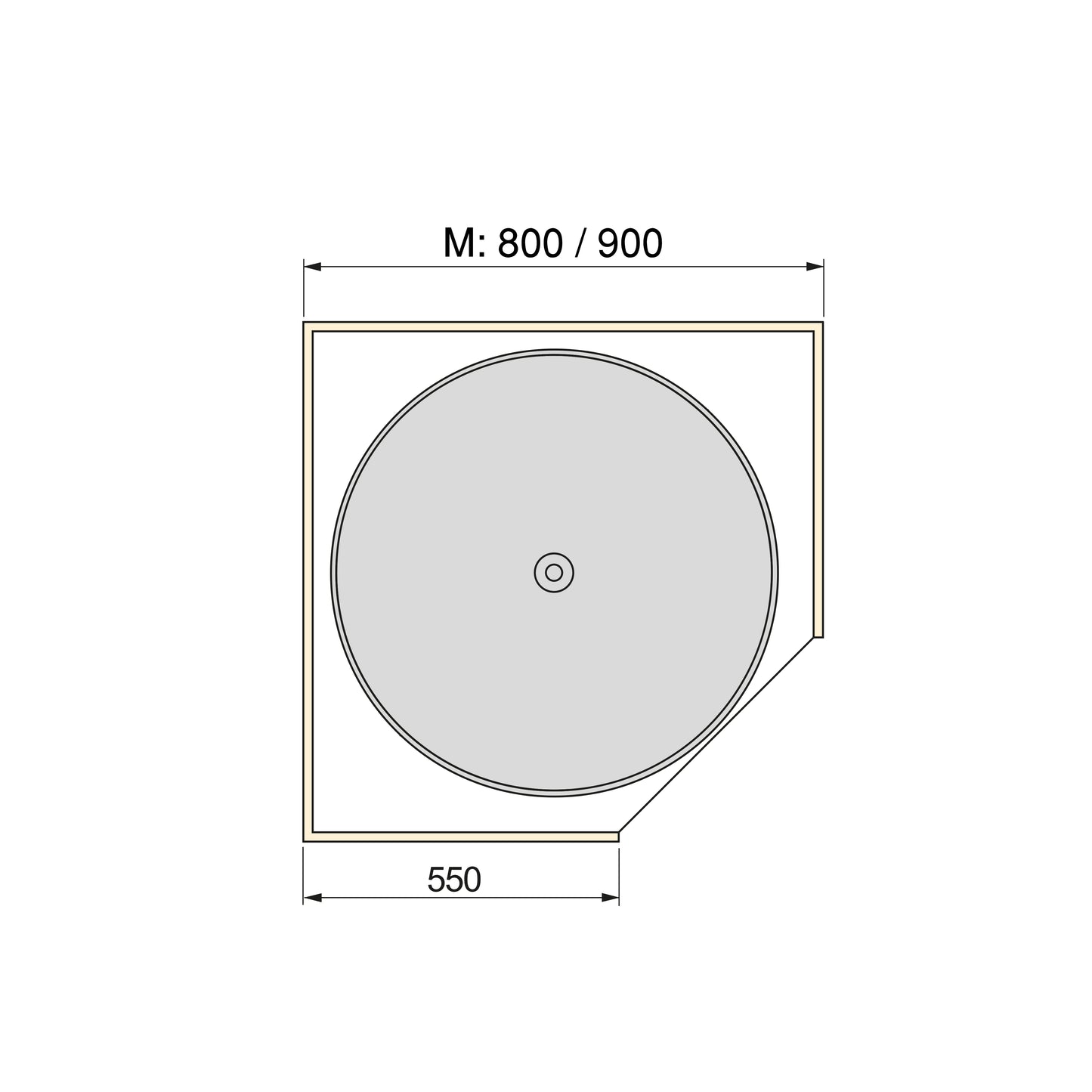 Emuca Shelvo circular tray set for kitchen furniture, for 800mm module, Plastic and Aluminum, White