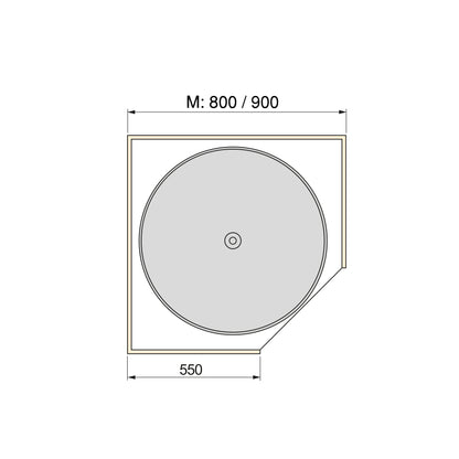 Emuca Shelvo circular tray set for kitchen furniture, for 800mm module, Plastic and Aluminum, White