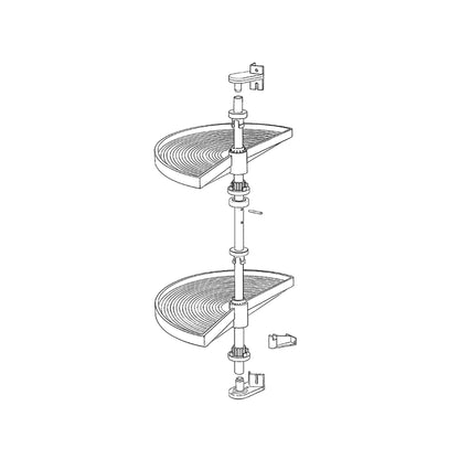 Emuca Shelvo 1/2 moon rotating tray set, for 800mm module, Plastic and Aluminum, White