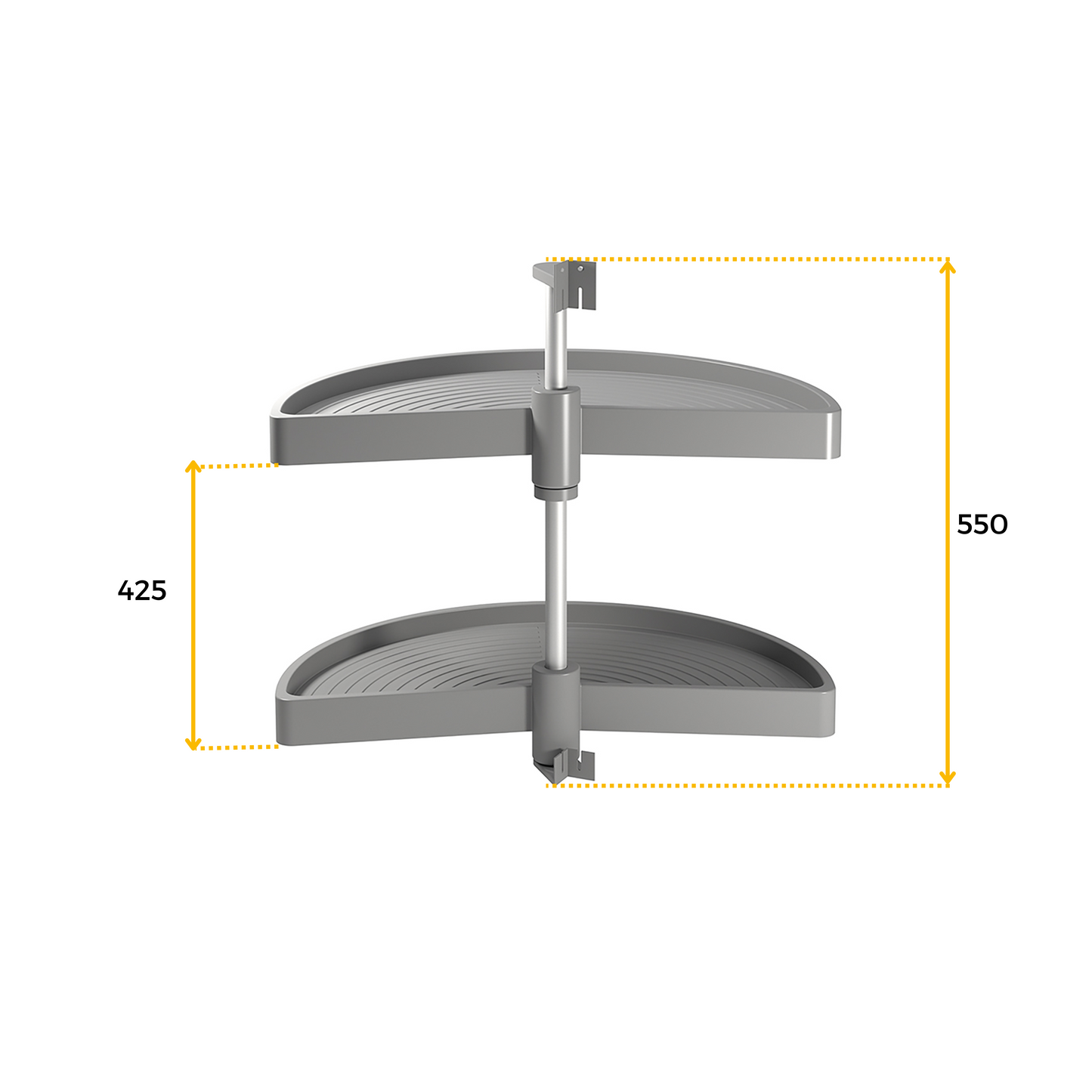 Emuca Shelvo 1/2 moon rotating tray set, for 800mm module, Plastic and Aluminum, Grey