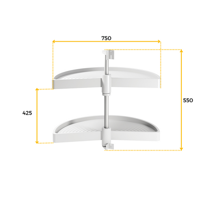 Juego de bandejas giratorias Shelvo 1/2 luna, Plástico y Aluminio
