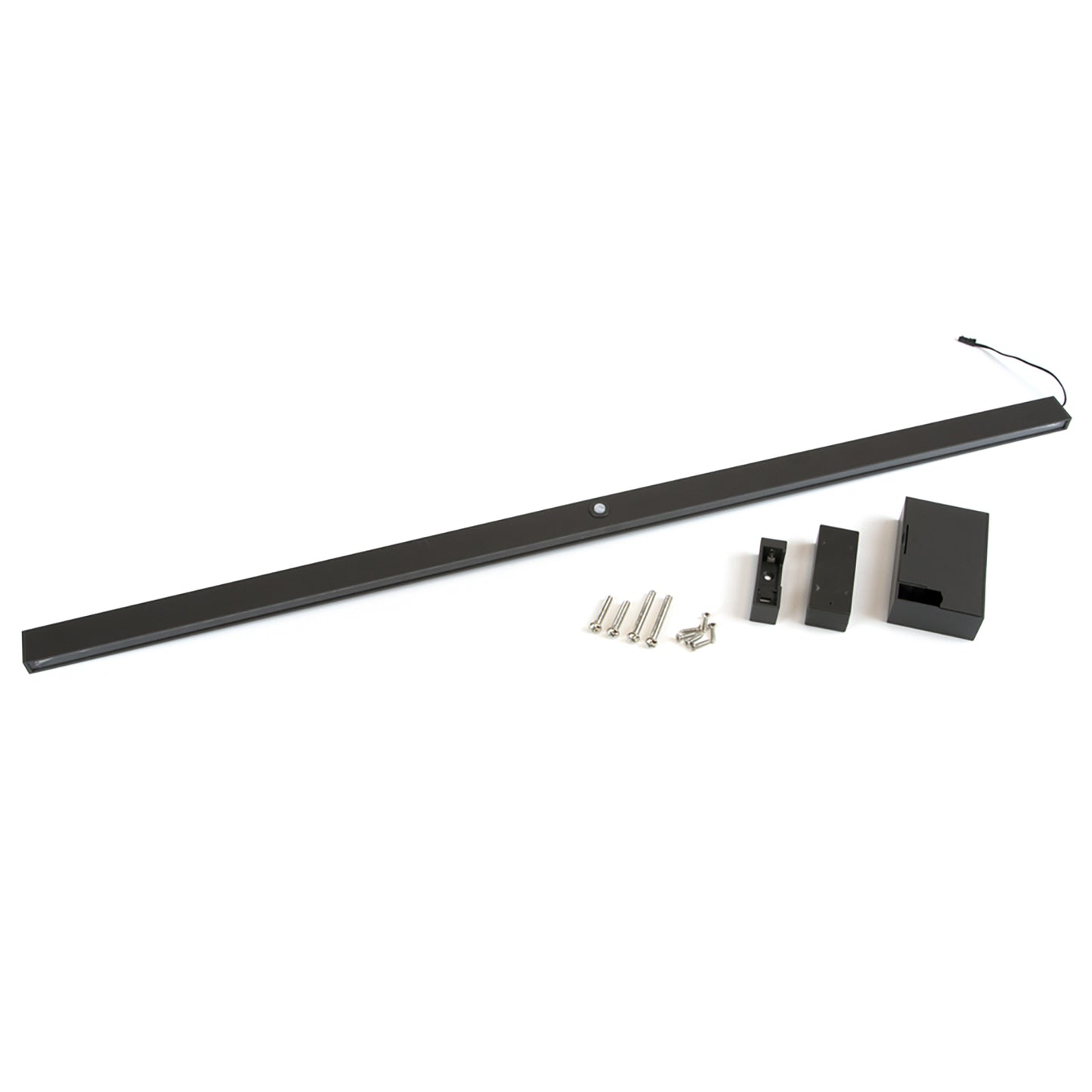 Castor LED closet rail with light, removable battery and motion sensor, painted mocha/anodized