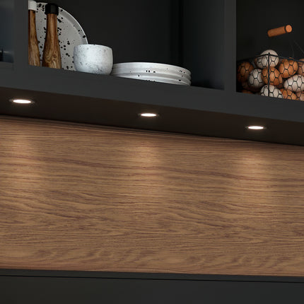 Emuca Mizar LED luminaire for recessed installation in furniture without the need for a converter (AC 230V 50Hz), 84, Black painted