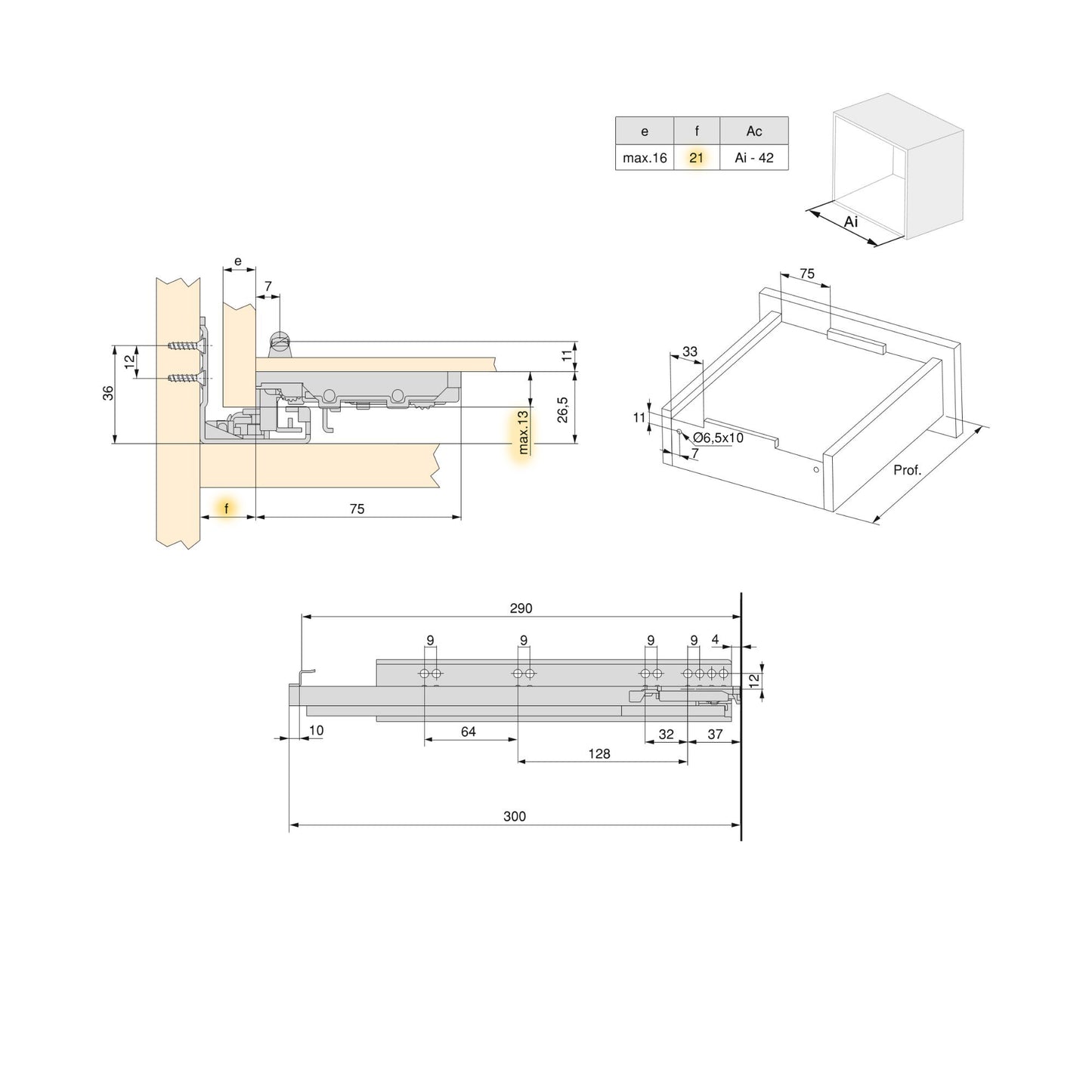 Silver full extension drawer guides with soft closing and latch, zinc plated, Steel 