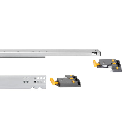 Guías Silver para cajones de extracción total con cierre suave y enganche, cincado, Acero