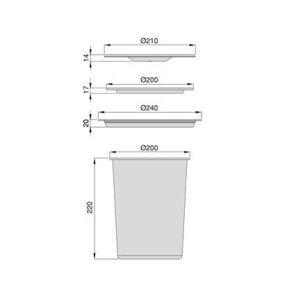 Emuca Recycle built-in kitchen counter waste bin, 1 removable 5/7 litre container, stainless steel and plastic