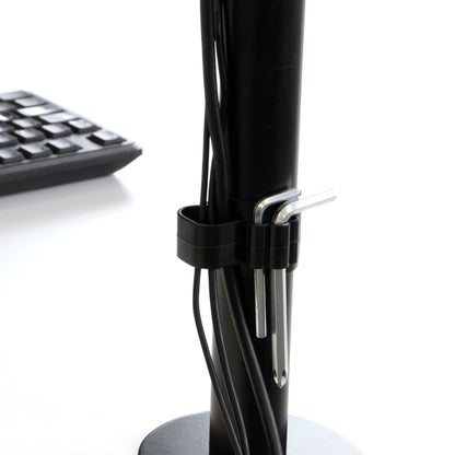 Emuca 360° tilting and rotating monitor stands for desks, Double, Steel, Black painted