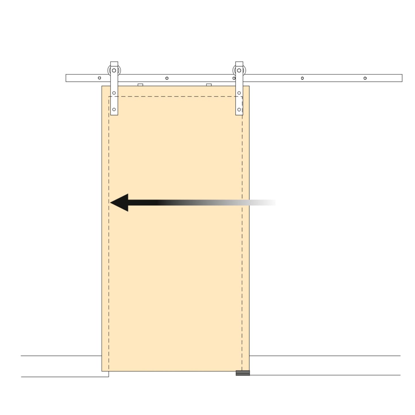 Emuca Hardware kit for a Barn wooden hanging sliding door, Without soft closing, panels not included, Steel and Plastic, Black painted