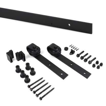 Emuca Hardware kit for a Barn wooden hanging sliding door, Without soft closing, panels not included, Steel and Plastic, Black painted