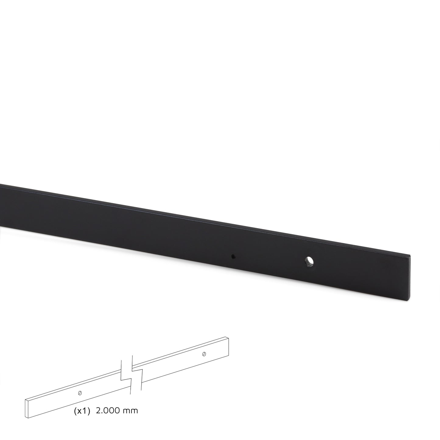 Emuca Hardware kit for a Barn wooden hanging sliding door, Without soft closing, panels not included, Steel and Plastic, Black painted