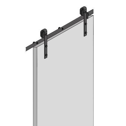 Emuca Hardware kit for a Barn wooden hanging sliding door, Without soft closing, panels not included, Steel and Plastic, Black painted