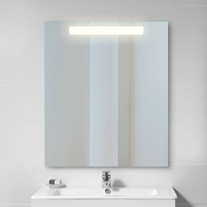 Emuca Espejo de baño Pegasus con iluminación LED frontal, rectangular 600x700mm, AC 230V 50Hz, 6W, Aluminio y Cristal