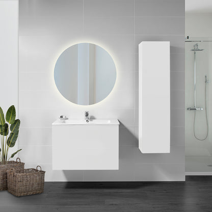 Emuca Espejo de baño Cassiopeia con iluminación LED decorativa, diámetro 60cm, AC 230V 50Hz, 20W y 12W, Aluminio y Cristal