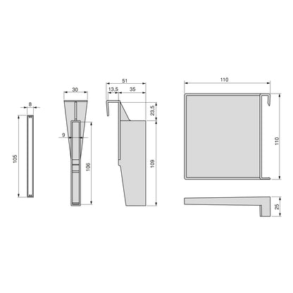 Emuca Kit of accessories for dividers inside Vertex-Concept drawers, width 600mm, Aluminium and Plastic, Anthracite grey