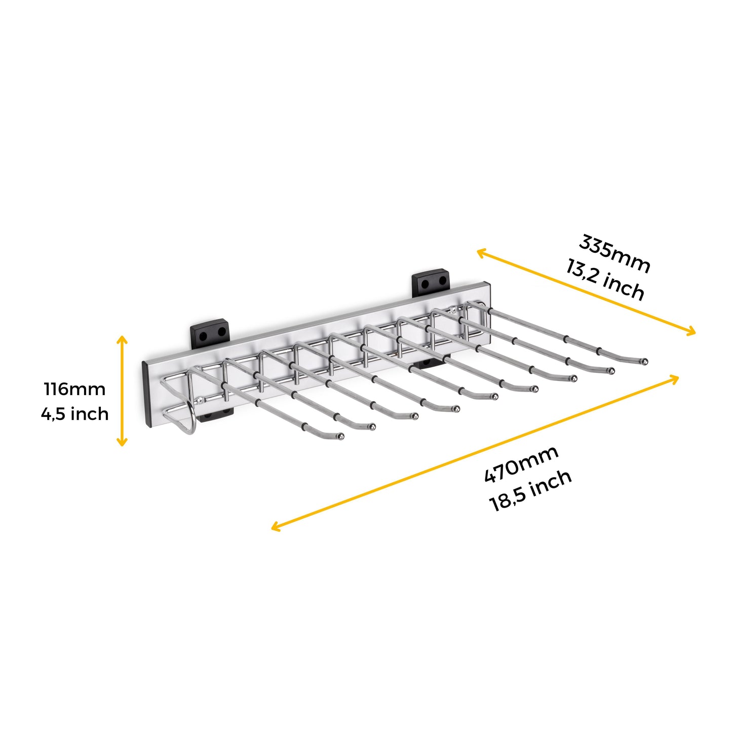 Emuca Side-mounted trouser rack for Self wardrobe, Left hand, Steel and Plastic and Aluminium, Chrome