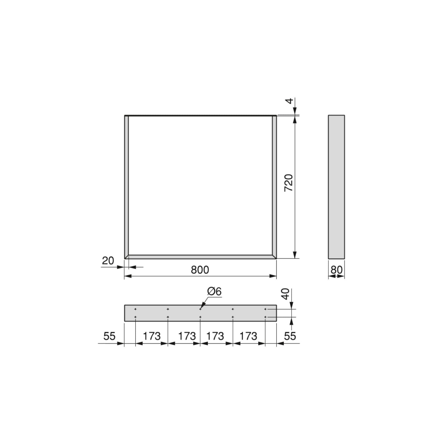 Emuca Juego de patas rectangulares Square para mesa