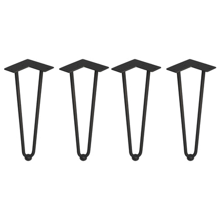 Emuca Lote de 4 patas Hairpin de 2 varillas para mesa, altura 400mm, Acero, Pintado negro