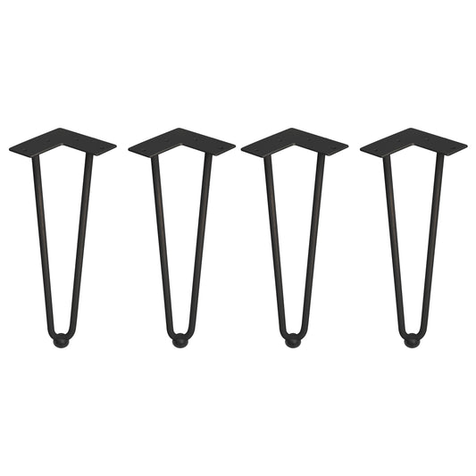 Emuca Set of 4 Hairpin legs with 2 rods for table, height 400mm, Steel, Black painted