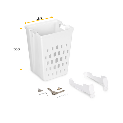 Emuca Laundry basket with folding door system Laundry, module 450mm, Plastic and Steel, White