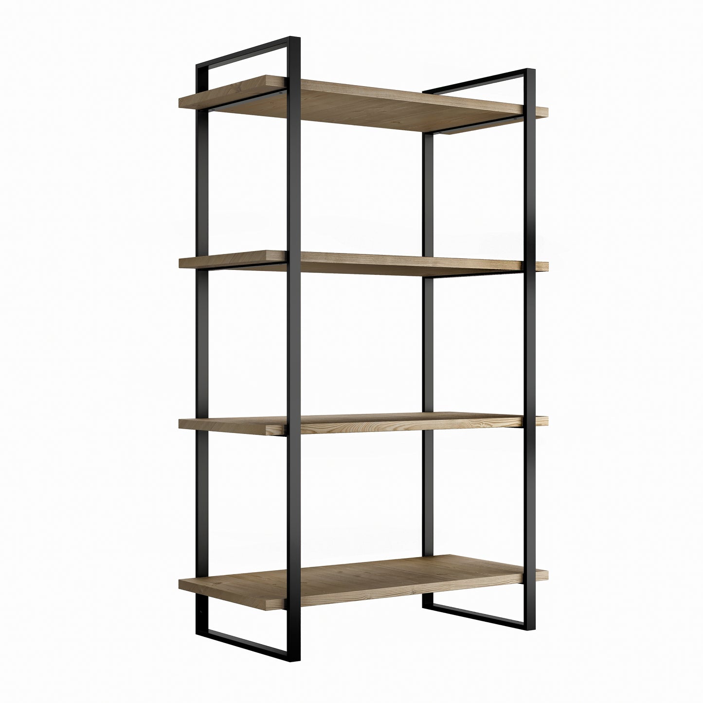 Emuca Lader shelving kit with structure and shelves, height 1150mm, Steel, Black paint and Wood