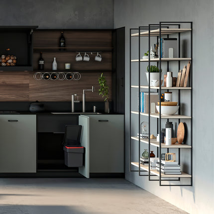 Emuca Juego de estructuras para estantería Lader, Acero, Pintado negro