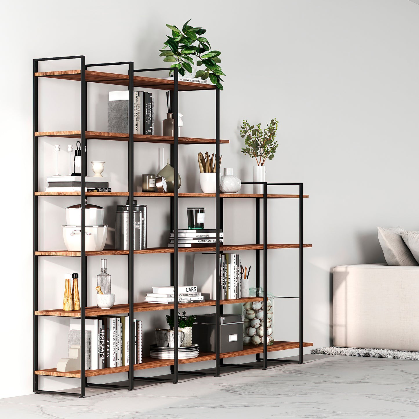 Emuca Lader shelving structure set, height 1790mm, Steel, Black painted