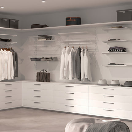 Emuca Lote para 4 estantes con soportes y placas de fijación a pared Jagmet, longitud 230mm, Acero, Pintado blanco