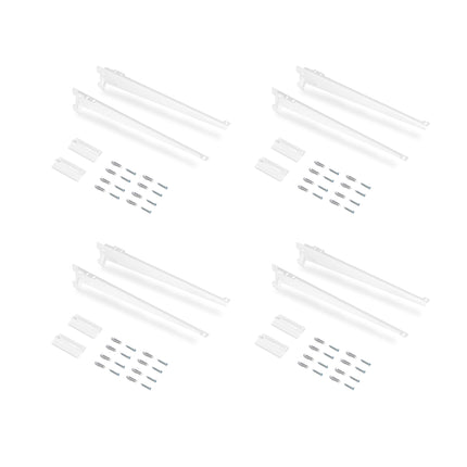 Emuca Conjunto de 4 prateleiras com suportes e placas de fixação à parede Jagmet, comprimento 280 mm, Aço, Pintado a branco