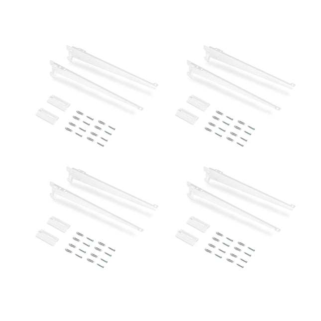Emuca Lote para 4 estantes con soportes y placas de fijación a pared Jagmet, longitud 280mm, Acero, Pintado blanco