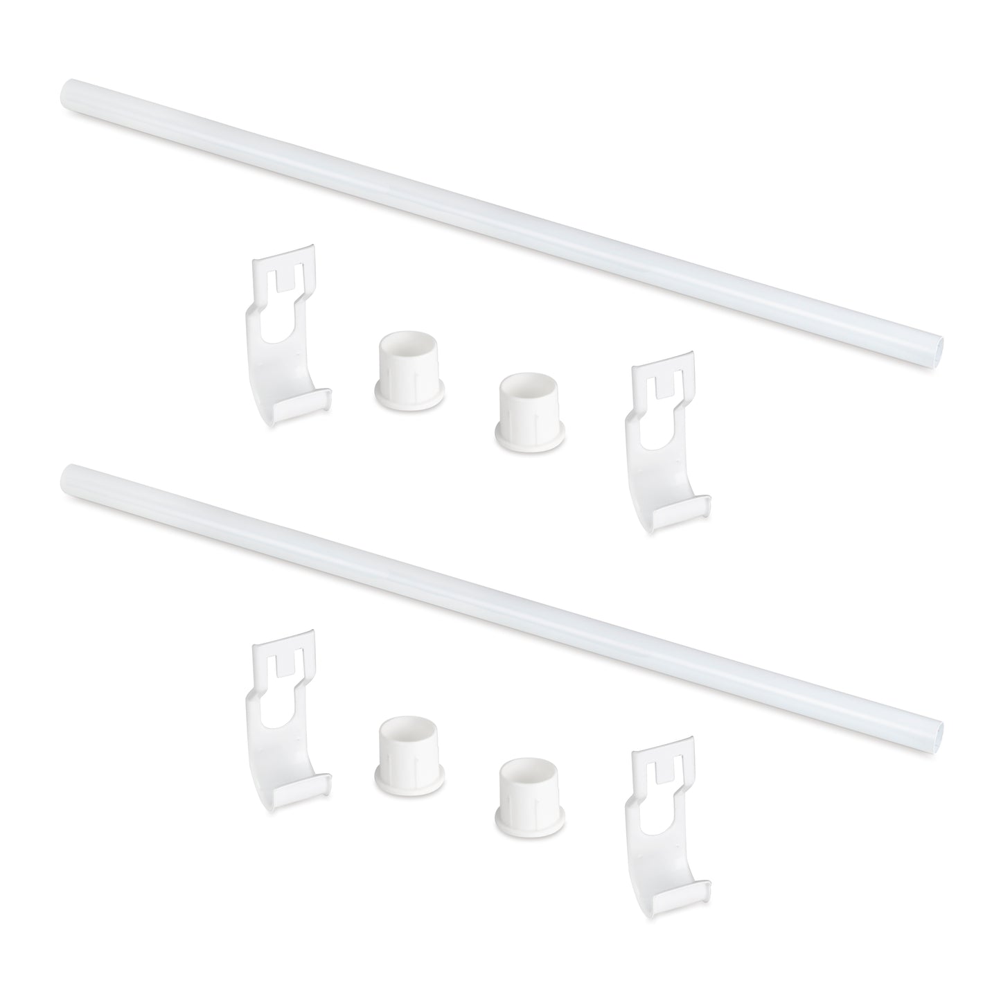 Emuca Set of 2 wardrobe bars and Jagmet accessories, length 815mm, Steel, White painted