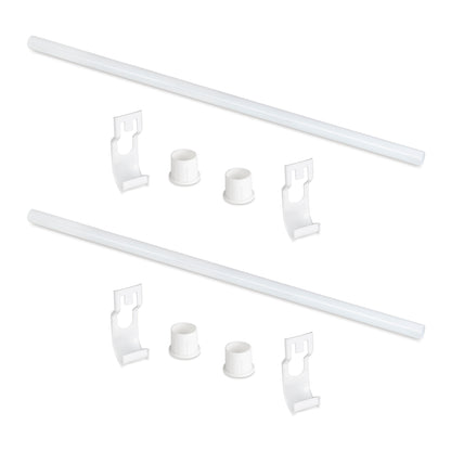 Emuca Set of 2 wardrobe bars and Jagmet accessories, length 815mm, Steel, White painted