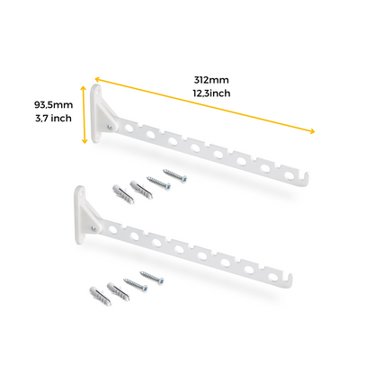 Emuca Set of 2 folding hangers for Jagmet wardrobe, Steel, White painted