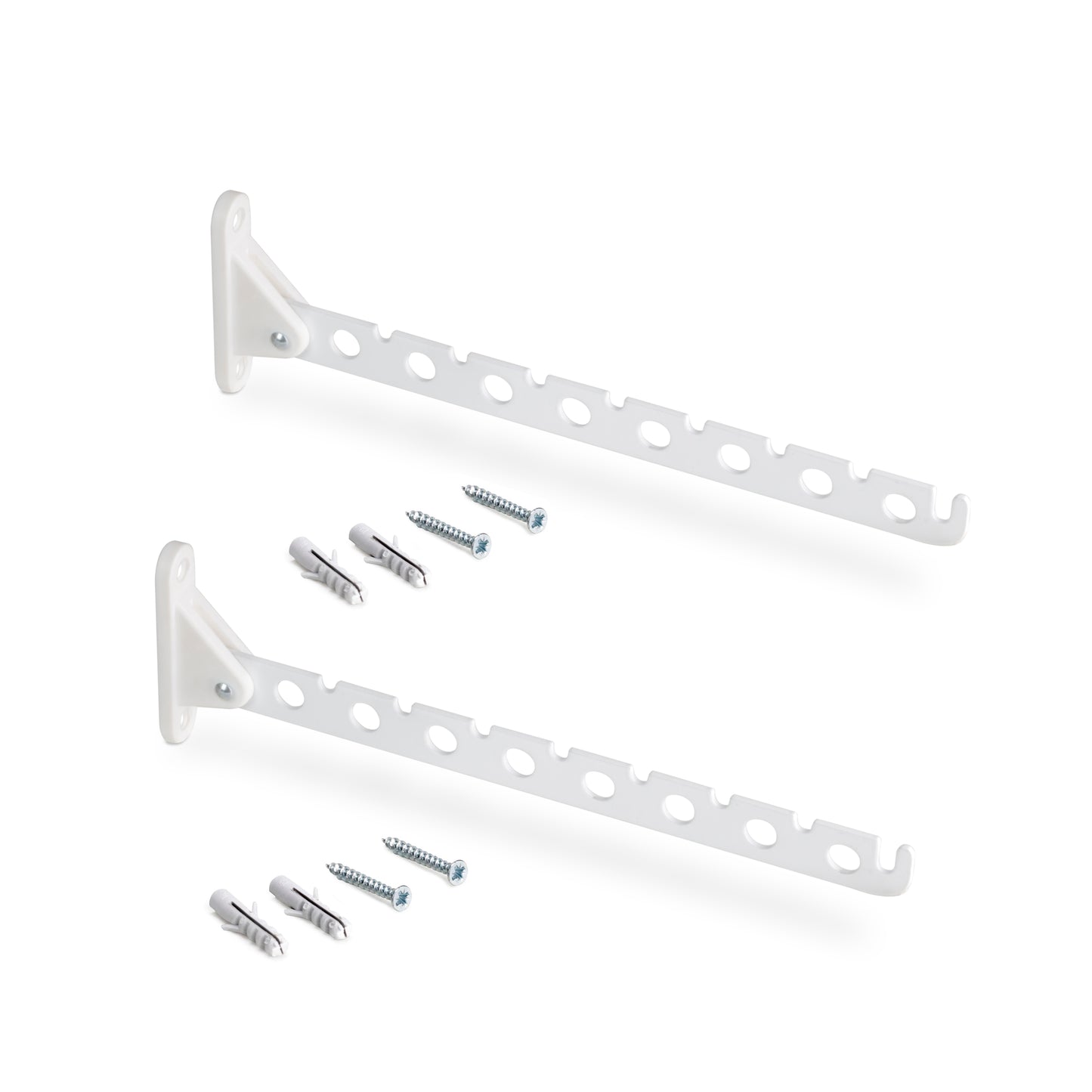 Emuca Set of 2 folding hangers for Jagmet wardrobe, Steel, White painted