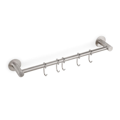 Emuca Supra Adhesive Kitchen Hanger with 5 Hooks, Stainless Steel