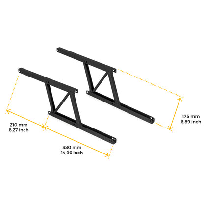 Emuca Lifting mechanism set for coffee tables, allows the table to be raised 135mm, Steel, Black painted