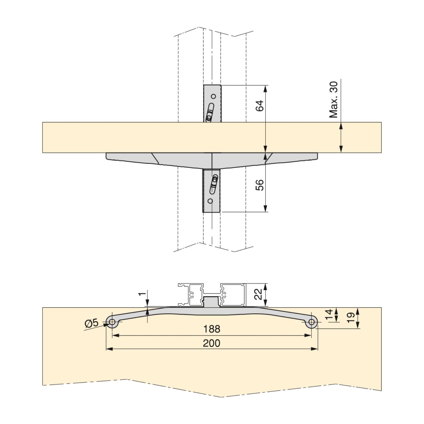 Emuca Kit of supports for 3 wooden shelves and 1 module for the Zero structure, Zamak, Textured black paint