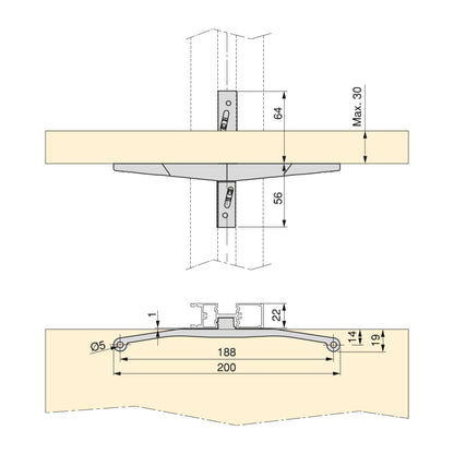 Emuca Kit of supports for 3 wooden shelves and 1 module for the Zero structure, Zamak, Textured black paint