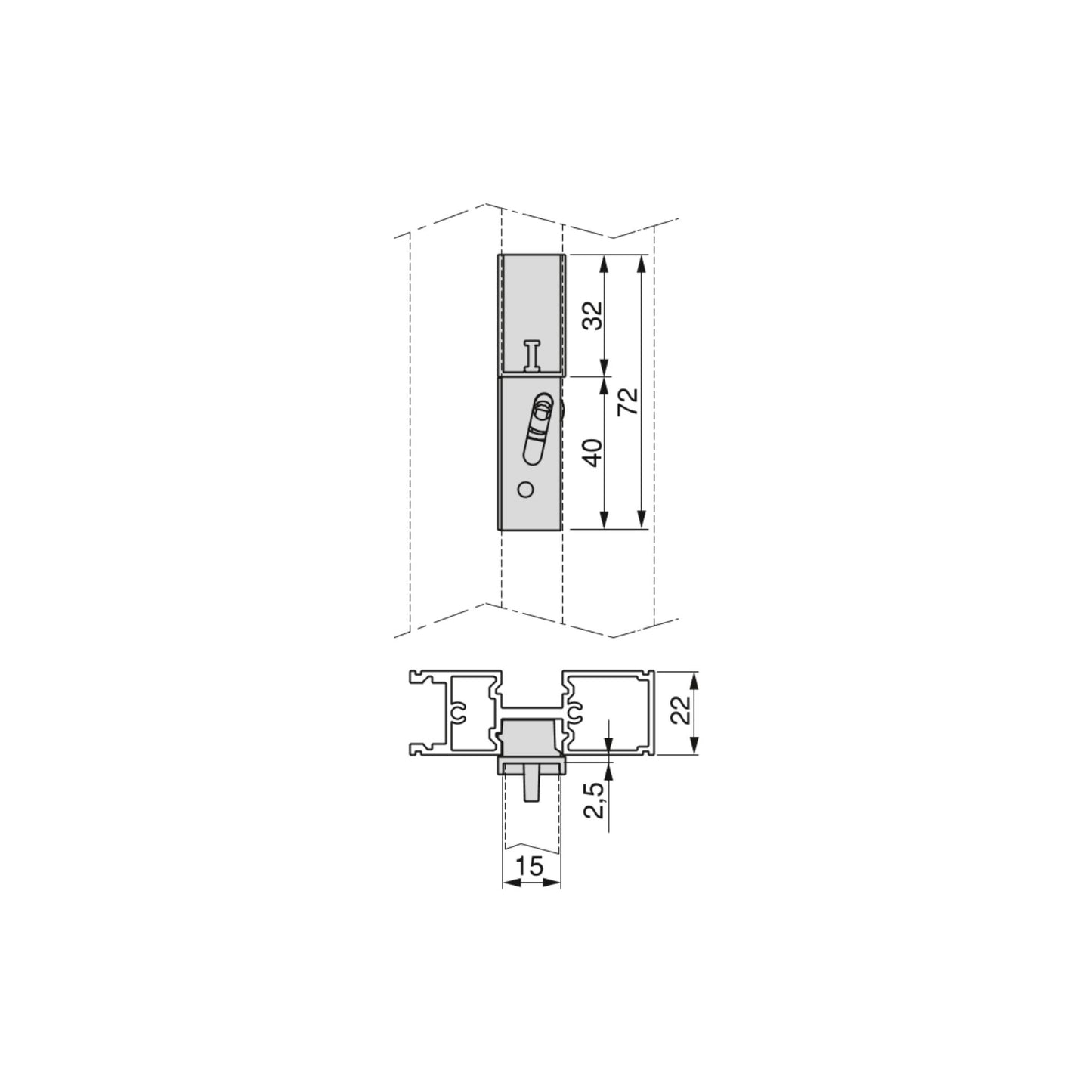 Emuca Kit of supports for 1 wooden shelf, 1 module and 1 hanging bar of length 1m Zero, Zamak, Painted textured black