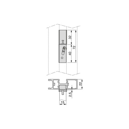 Emuca Kit of supports for 1 wooden shelf, 1 module and 1 hanging bar of length 1m Zero, Zamak, Painted textured black