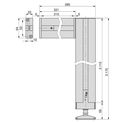 Emuca Set of 3 Zero structures with fittings and profiles for floor and wall mounting with rectangular leveler, Aluminium and Zamak, Textured black