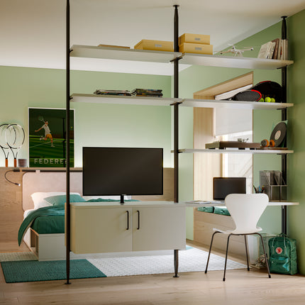 Emuca Kit de soportes para 3 estantes de madera y 1 módulo para la estructura Zero