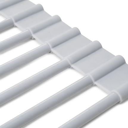 Emuca Escurreplatos flexible y enrollable de silicona, Acero y Plástico, Gris