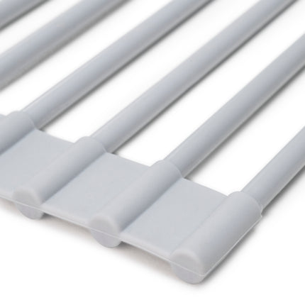 Emuca Escurreplatos flexible y enrollable de silicona, Acero y Plástico, Gris