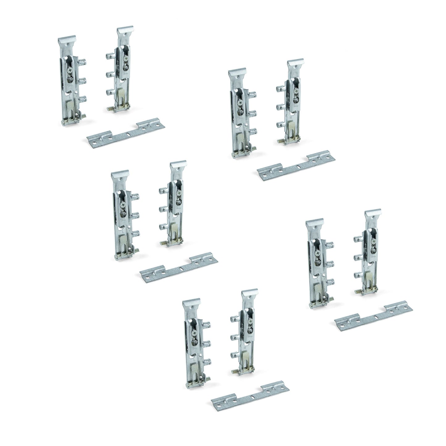 Emuca Set of 5 concealed hanger kits for Levelup1 wall units with plate, Steel, Zinc-plated