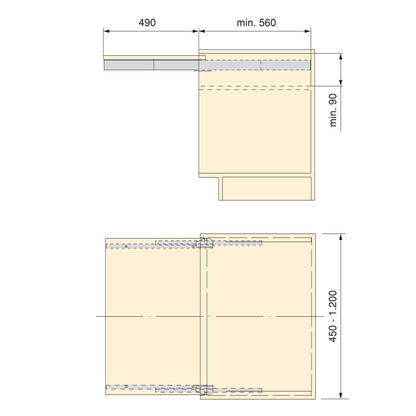 Emuca Guides for Shot extendable table, Aluminium, Anodized stainless steel