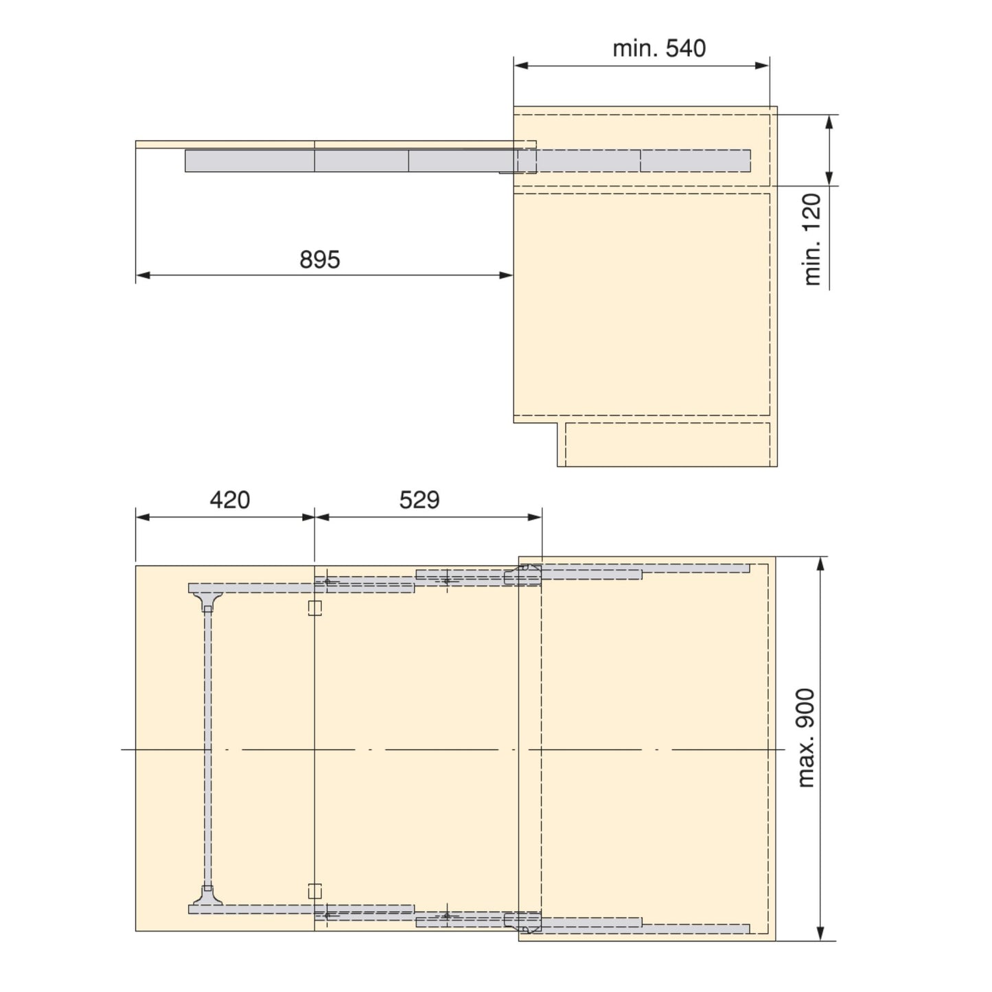 Emuca Guides for Lunch extendable table, Aluminium, Anodized stainless steel