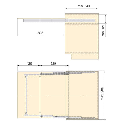 Emuca Guides for Lunch extendable table, Aluminium, Anodized stainless steel