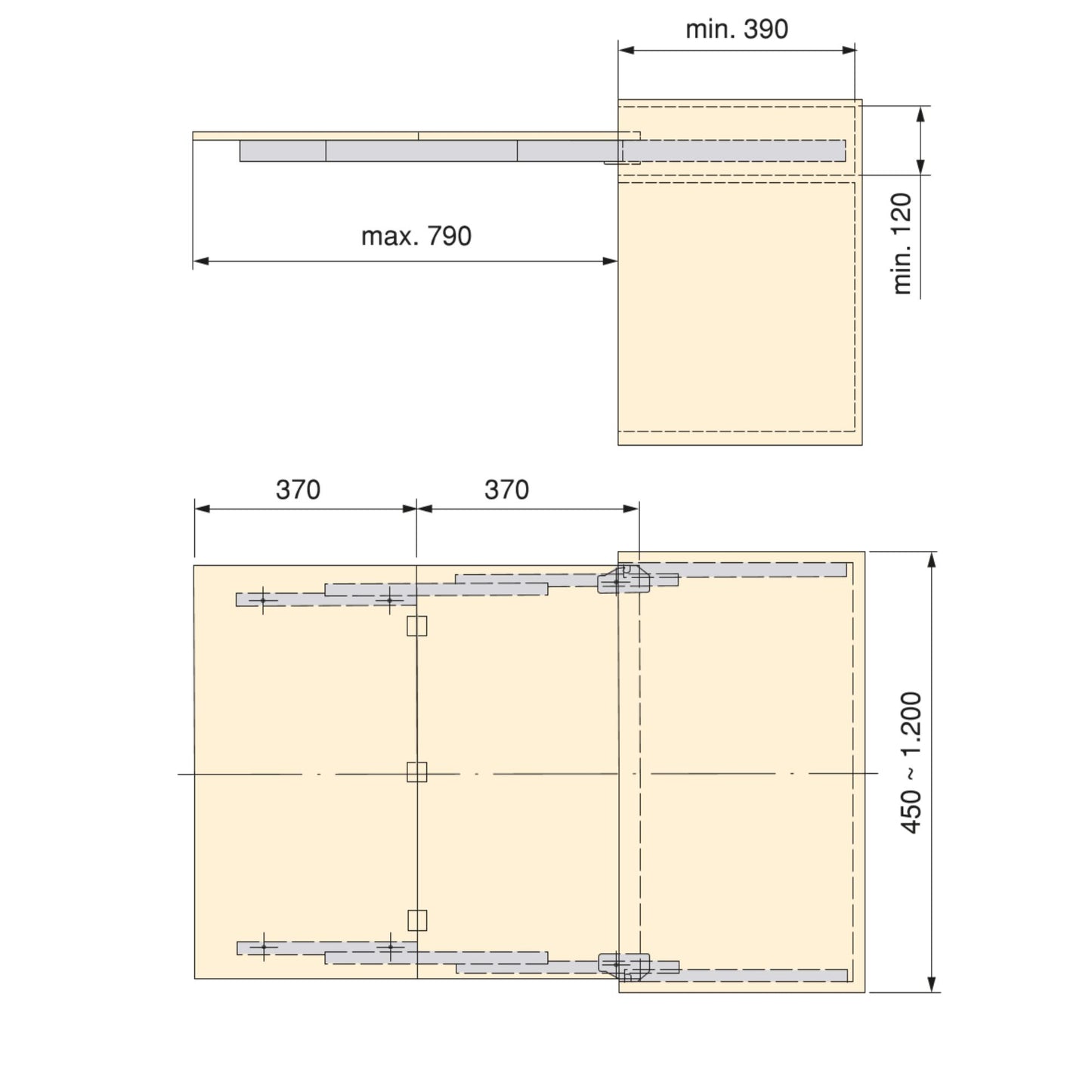 Emuca Guides for Lunch+39 extendable table, Aluminium, Anodized stainless steel