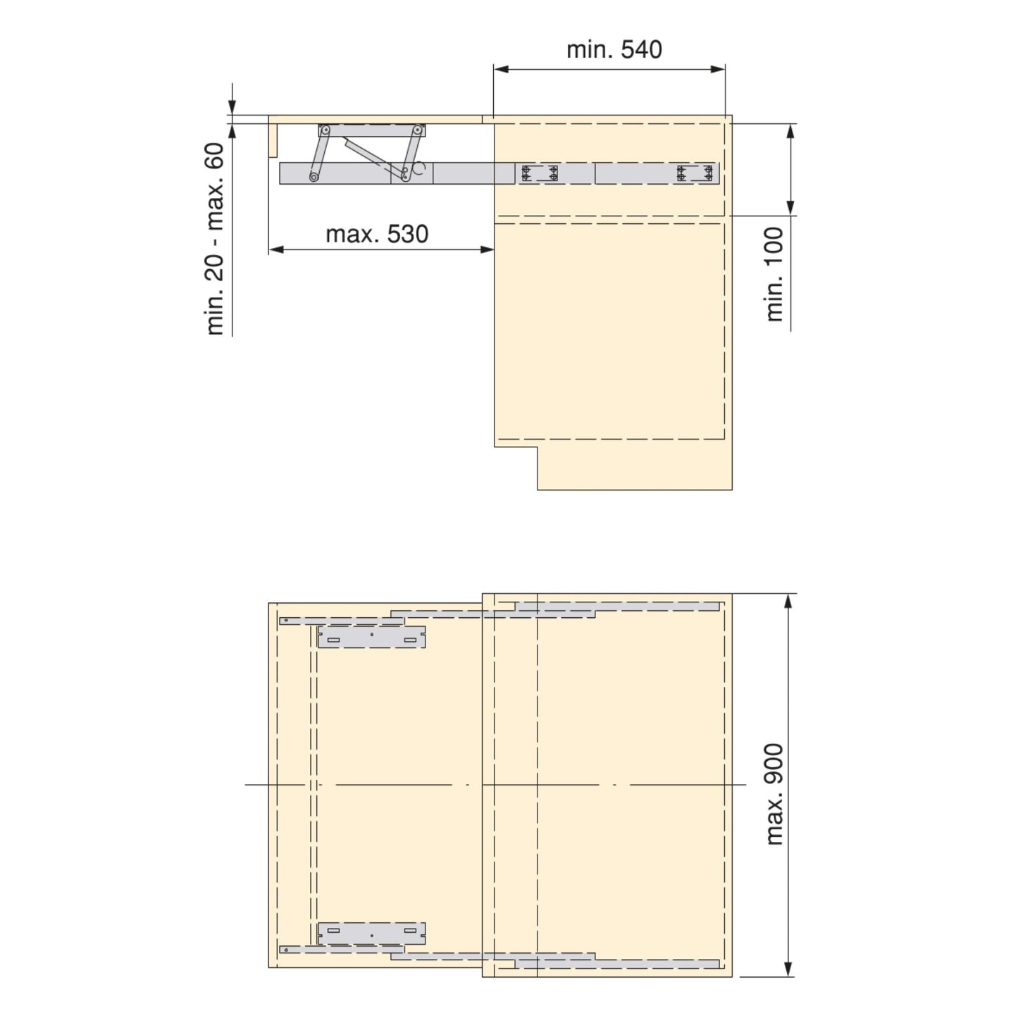 Emuca Guides for Oplà Top extendable and liftable table, Aluminium, Anodized stainless steel